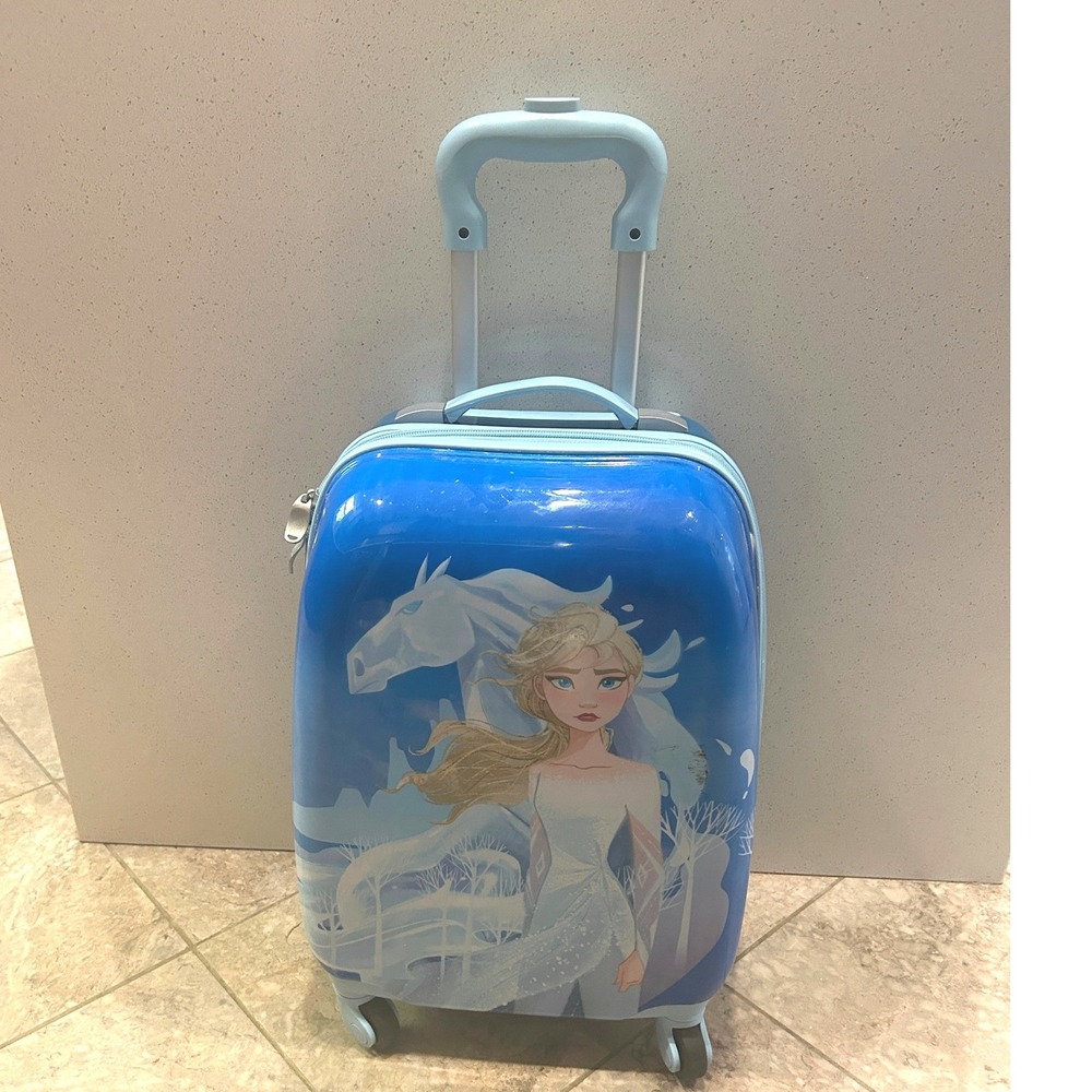 Heys Disney Frozen Kids 18" Spinner Carry On Luggage Suitcase Elsa Anna Blue